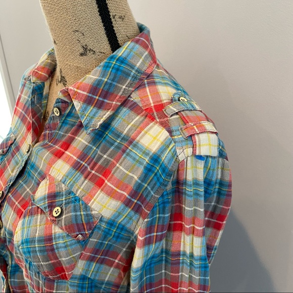 Postmark for Anthropologie Fairweather Plaid Button Down Top - Picture 4 of 8